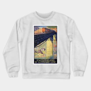 Vintage Travel Poster Switzerland St. Gothard Line Crewneck Sweatshirt